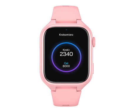 MANTA STELIO JUNIOR 4G otroška pametna ura, 4G LTE, 1.75" zaslon, SIM, GPS+WiFi, hitra in varna komunikacija, trpežen zaslon, SOS, 700 mAh, IP67, roza (Powder Pink)