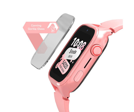 MANTA STELIO JUNIOR 4G otroška pametna ura, 4G LTE, 1.75" zaslon, SIM, GPS+WiFi, hitra in varna komunikacija, trpežen zaslon, SOS, 700 mAh, IP67, roza (Powder Pink)
