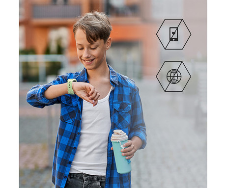 MANTA STELIO JUNIOR 4G otroška pametna ura, 4G LTE, 1.75" zaslon, SIM, GPS+WiFi, hitra in varna komunikacija, trpežen zaslon, SOS, 700 mAh, IP67, zelena (Pistacchio Green)