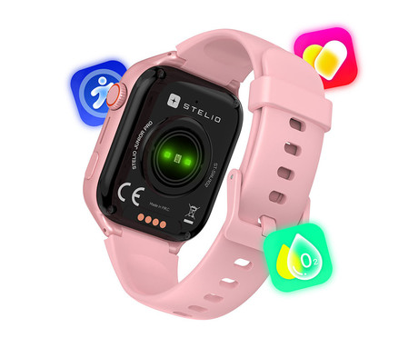 MANTA STELIO JUNIOR PRO AI 4G otroška pametna ura, OpenAI, 4G LTE, 1.78" zaslon, SIM, GPS+WiFi, hitra in varna komunikacija, trpežen zaslon, SOS, 700 mAh, IP67, roza (Powder Pink)