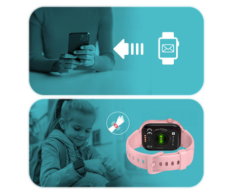 MANTA STELIO JUNIOR PRO AI 4G otroška pametna ura, OpenAI, 4G LTE, 1.78" zaslon, SIM, GPS+WiFi, hitra in varna komunikacija, trpežen zaslon, SOS, 700 mAh, IP67, roza (Powder Pink)