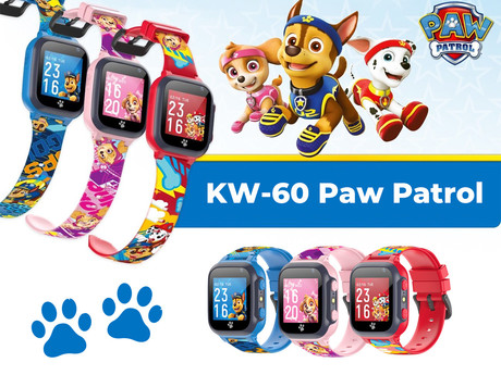 FOREVER KW-60 Paw Patrol otroška pametna ura, 1.44" zaslon, LBS, klicanje, sporočila, SOS gumb, Android + iOS, baterija, aplikacija, svetilka, rdeča (Maršal - Team)
