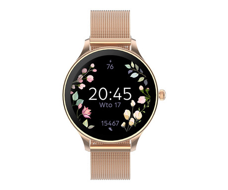 FOREVER Velora SB-306 pametna ura, 1.19" AMOLED zaslon, BT 5.2, Android + iOS, baterija, aplikacija, spremljanje zdravja, analiza spanca, športni načini, 2 paščka, IP68, roza zlata (Rose Gold)
