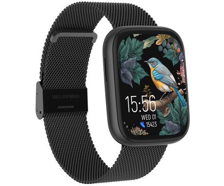FOREVER ForeVigo 4 SW-330 pametna ura, 1.95" AMOLED, BT 5.4, Android + iOS, klicanje, baterija, aplikacija, spremljanje zdravja, analiza spanca, 100+ športov, 2 paščka, IP68, črna (Carbon Black)