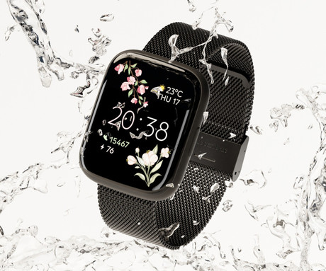 FOREVER ForeVigo 4 SW-330 pametna ura, 1.95" AMOLED, BT 5.4, Android + iOS, klicanje, baterija, aplikacija, spremljanje zdravja, analiza spanca, 100+ športov, 2 paščka, IP68, črna (Carbon Black)