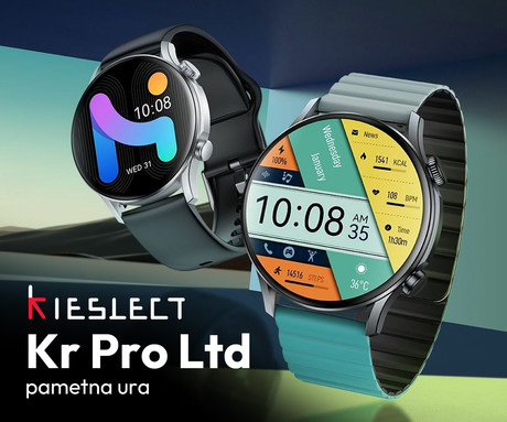 Kieslect Kr Pro Ltd pametna ura, 1.43" AMOLED, BT 5.3, Android + iOS, klicanje, baterija, aplikacija, IP68, spremljanje zdravja, analiza spanca, 100+ športnih načinov, 2 paščka, srebrna (Silver)