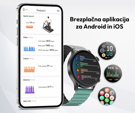 Kieslect Kr Pro Ltd pametna ura, 1.43" AMOLED, BT 5.3, Android + iOS, klicanje, baterija, aplikacija, IP68, spremljanje zdravja, analiza spanca, 100+ športnih načinov, 2 paščka, siva (Space Gray)