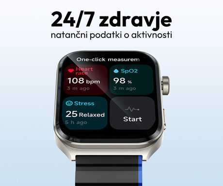 Kieslect Ks2 pametna ura, 2.01" AMOLED, BT 5.3, Android + iOS, klicanje, baterija, aplikacija, 3ATM, spremljanje zdravja, analiza spanca, 100+ športnih načinov, 2 paščka, modra (Midnight Blue)