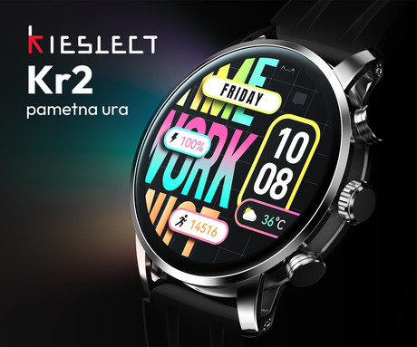 Kieslect Kr2 pametna ura, 1.43" AMOLED, BT 5.3, Android + iOS, klicanje, baterija, aplikacija, IP68, spremljanje zdravja, analiza spanca, 100+ športnih načinov, 2 paščka, črna (Iron Black)