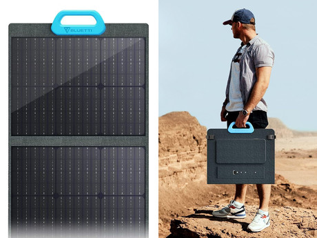 BLUETTI PV120 solarni panel, 120W, učinkovitost 23.4%, zložljiv, prenosen, stojalo, univerzalna združljivost, vodoodpornost, ročaj