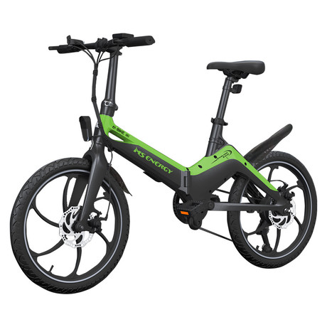 MS ENERGY I10 električno kolo, zložljivo, 20" pnevmatike, 250W motor, 36V 7.8Ah 280Wh baterija, Shimano, do 50 km, disk zavore, LCD zaslon, LED osvetlitev, črno zeleno