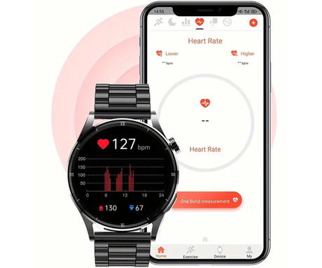 EOL - TREVI T-FIT 300 CALL pametna ura, 1.32" zaslon, Bluetooth, Android + iOS, baterija, IP67, klicanje, kisik / pritisk / aktivnost, analiza spanca, športni načini, 2x pašček, črna (Jet Black)