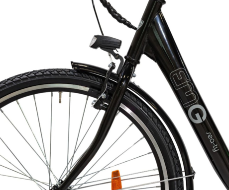 TREVI EMG SEA-TY električno kolo, cestno / mestno, 26" pnevmatike, 250W motor, 460Wh 36V 12.8Ah baterija, do 80km, SHIMANO 6-prestav, V-zavore, LCD zaslon, LED osvetlitev, zadnji nosilec, črno