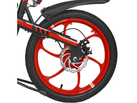 Električno kolo/skiro MANTA MES2001L Flinstone, 350W motor, 20" pnevmatike, do 20km/h, domet 40km, do 120kg, LED osvetlitev, vzmetenje, črno-rdeč