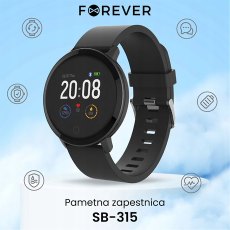 EOL - FOREVER pametna ura ForeVive Lite SB-315, 1.3" (3,38cm) zaslon, Bluetooth 5.0, Android + iOS, aplikacija, IP67, črna