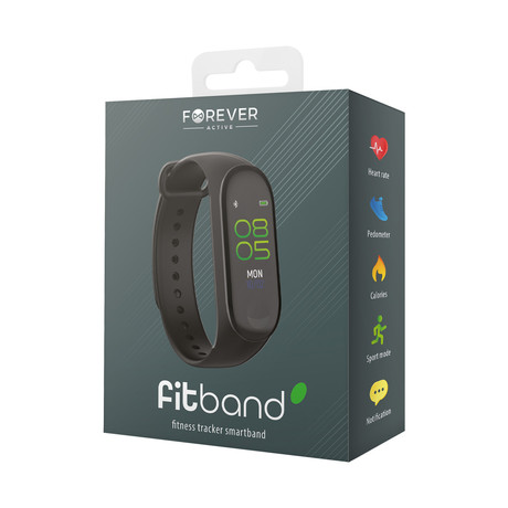 FOREVER pametna zapestnica FITBAND SB-50, Bluetooth 5.0, aplikacija, vodoodporna IP65, črna