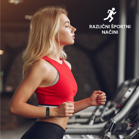 FOREVER pametna zapestnica FITBAND SB-50, Bluetooth 5.0, aplikacija, vodoodporna IP65, črna