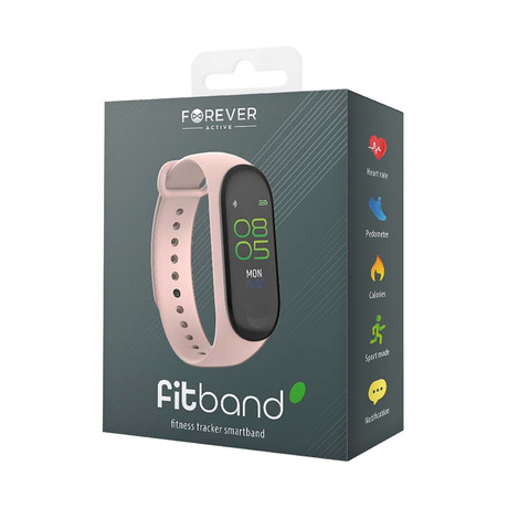 FOREVER pametna zapestnica FITBAND SB-50, Bluetooth 5.0, aplikacija, vodoodporna IP65, svetlo roza (Sand Pink)