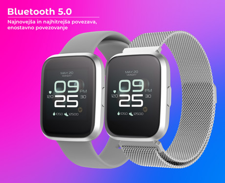 EOL - FOREVER pametna ura ForeVigo 2 SW-310, Bluetooth 5.0, Android+iOS, IP68, + dodaten pas, srebrna