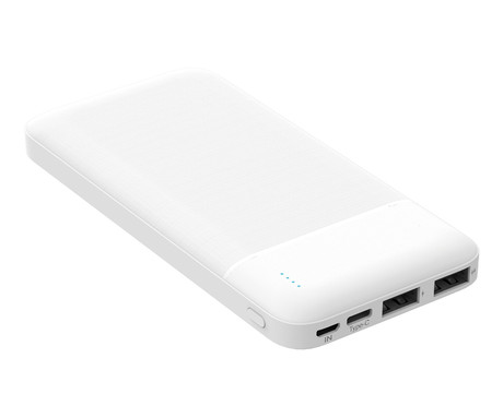 Power Bank PLATINET 10.000mAh, Li-Polymer, LED indikator, Type-C, bela