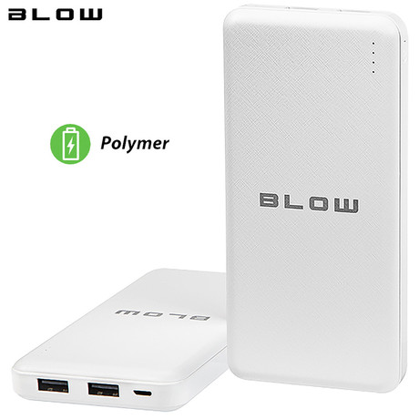 Power bank BLOW PB20C, 20.000mAh, Polymer baterija, Indikator napolnjenosti, bel