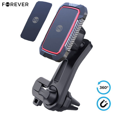 FOREVER MH-250 magnetni avto nosilec za telefon, vrtljiv 360°, 2 magneta, črn