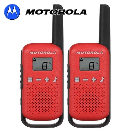 MOTOROLA T42 walkie talkie komplet, 2-KIT, PMR446, 16 kanalov, doseg 4km, +dodatki, rdeč