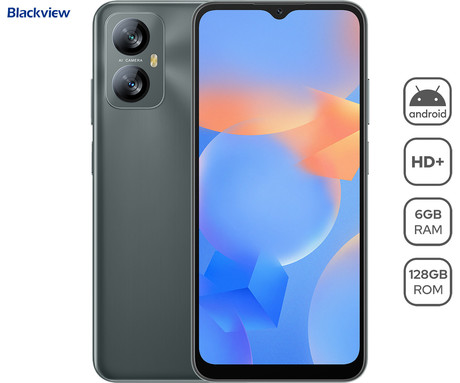 Blackview A52 PRO pametni telefon, 6.5", 6GB+128GB, 4G LTE, IPS HD+, Android, 5180mAh, Dual SIM, GPS, + ovitek, črn (Polar Night)