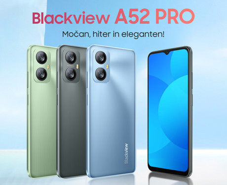Blackview A52 PRO pametni telefon, 6.5", 6GB+128GB, 4G LTE, IPS HD+, Android, 5180mAh, Dual SIM, GPS, + ovitek, moder (Ice Blue)
