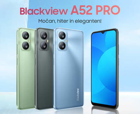 Blackview A52 PRO pametni telefon, 6.5", 6GB+128GB, 4G LTE, IPS HD+, Android, 5180mAh, Dual SIM, GPS, + ovitek, črn (Polar Night)