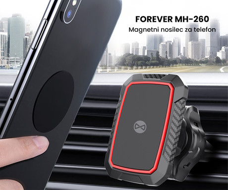 FOREVER MH-260 avtomobilski nosilec za telefon, magnetni, 360° vrtljiv, 2 magneta, črn