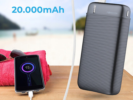 EOL - Power bank FOREVER TB-100L, 20.000mAh, Polymer baterija, Type-C, črna