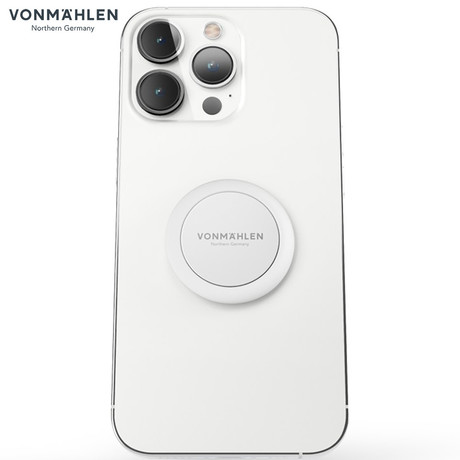 Vonmählen BACKFLIP® univerzalno magnetno držalo / stojalo za telefon, silikonsko, združljivo z vsemi telefoni, priložen magnetni nosilec, belo