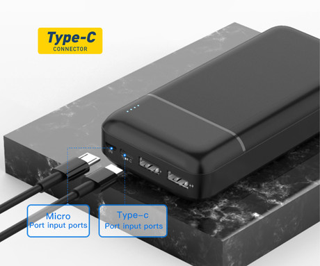 Power Bank PLATINET 20.000mAh, Li-Polymer, LED indikator, Type-C, črna