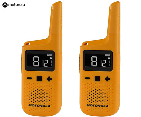 Motorola T72 GO ACTIVE walkie talkie komplet, 2-KIT, PMR446, VOX funkcija, doseg 8km, IP54 vodoodpornost, polnilna baterija, + dodatki, rumen