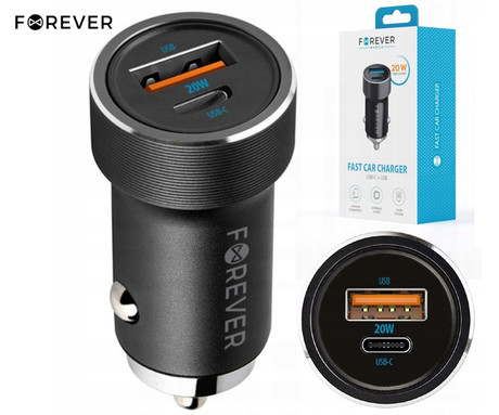 FOREVER CC-06 avto polnilec, 20W, črn