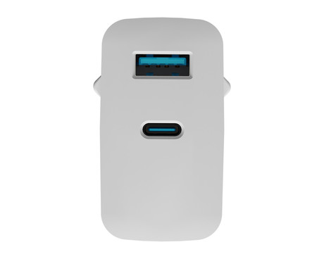 Natec RIBERA GaN polnilec, 45W, 1x USB-A, 1x USB-C, PD 3.0, QC 3.0, protokol PPS, univerzalna kompatibilnost, tehnologija GaN, varnostne zaščite, 90x51x29mm, bel