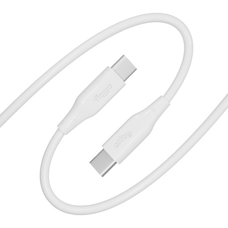 ALLITY AUC-02 kabel, USB-C na USB-C, 60W, 1m, univerzalni, polnjenje / napajanje / prenos podatkov, Plug&Play, silikon, +Velcro trak, bel