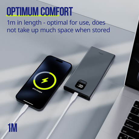 ALLITY AUC-02 kabel, USB-C na USB-C, 60W, 1m, univerzalni, polnjenje / napajanje / prenos podatkov, Plug&Play, silikon, +Velcro trak, bel