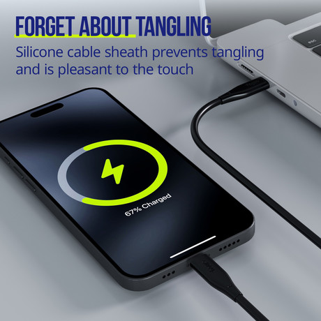 ALLITY AUC-02 kabel, USB-C na USB-C, 60W, 2m, univerzalni, polnjenje / napajanje / prenos podatkov, Plug&Play, silikon, +Velcro trak, črn