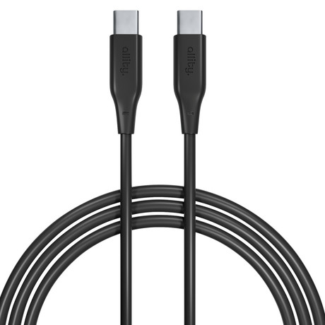ALLITY AUC-02 kabel, USB-C na USB-C, 60W, 2m, univerzalni, polnjenje / napajanje / prenos podatkov, Plug&Play, silikon, +Velcro trak, črn