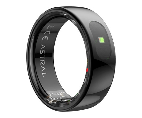 FOREVER Astral SR-100 pametni prstan, velikost 10, BT 5.2, Android + iOS, baterija, aplikacija, spremljanje zdravja / spanca, športni načini, 5ATM, + polnilna postaja, črn (Carbon Black)