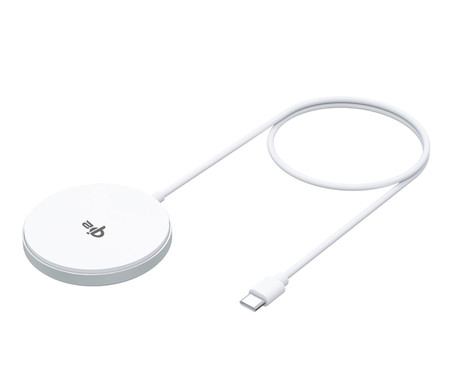 FOREVER MAWC-300 brezžični polnilec, 15W brezžično polnjenje, Android, iOS, MagSafe tehnologija, USB Type-C, 100cm kabel, bel