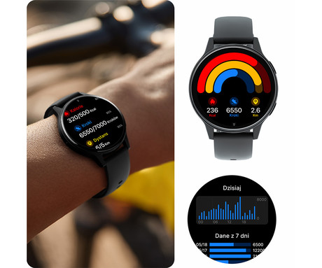 FOREVER iGO4 JW-600 pametna ura, 1.28" AMOLED zaslon, BT 5.3, Android + iOS, baterija, aplikacija, spremljanje zdravja, analiza spanca, 100+ športnih načinov, 2 paščka, IP67, roza (Powder Pink)