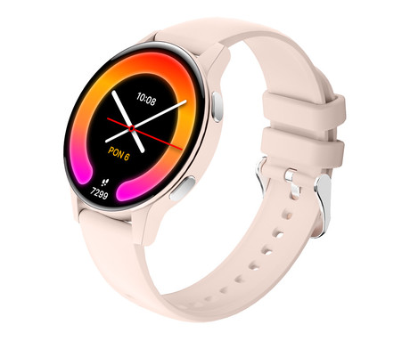 FOREVER iGO4 JW-600 pametna ura, 1.28" AMOLED zaslon, BT 5.3, Android + iOS, baterija, aplikacija, spremljanje zdravja, analiza spanca, 100+ športnih načinov, 2 paščka, IP67, roza (Powder Pink)