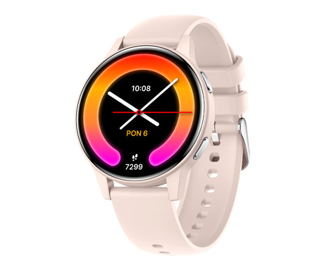 FOREVER iGO4 JW-600 pametna ura, 1.28" AMOLED zaslon, BT 5.3, Android + iOS, baterija, aplikacija, spremljanje zdravja, analiza spanca, 100+ športnih načinov, 2 paščka, IP67, roza (Powder Pink)