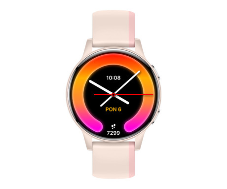 FOREVER iGO4 JW-600 pametna ura, 1.28" AMOLED zaslon, BT 5.3, Android + iOS, baterija, aplikacija, spremljanje zdravja, analiza spanca, 100+ športnih načinov, 2 paščka, IP67, roza (Powder Pink)