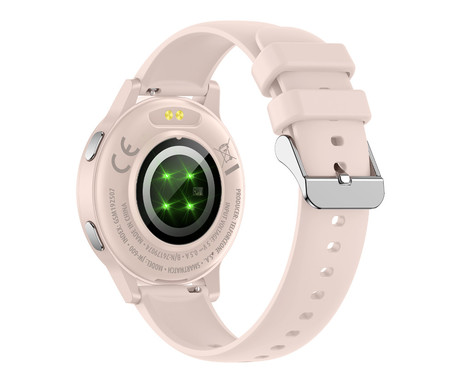 FOREVER iGO4 JW-600 pametna ura, 1.28" AMOLED zaslon, BT 5.3, Android + iOS, baterija, aplikacija, spremljanje zdravja, analiza spanca, 100+ športnih načinov, 2 paščka, IP67, roza (Powder Pink)