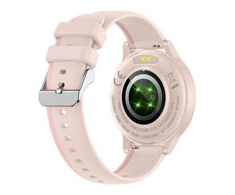FOREVER iGO4 JW-600 pametna ura, 1.28" AMOLED zaslon, BT 5.3, Android + iOS, baterija, aplikacija, spremljanje zdravja, analiza spanca, 100+ športnih načinov, 2 paščka, IP67, roza (Powder Pink)