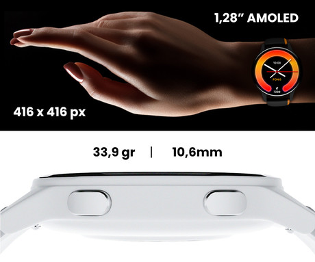FOREVER iGO4 JW-600 pametna ura, 1.28" AMOLED zaslon, BT 5.3, Android + iOS, baterija, aplikacija, spremljanje zdravja, analiza spanca, 100+ športnih načinov, 2 paščka, IP67, roza (Powder Pink)
